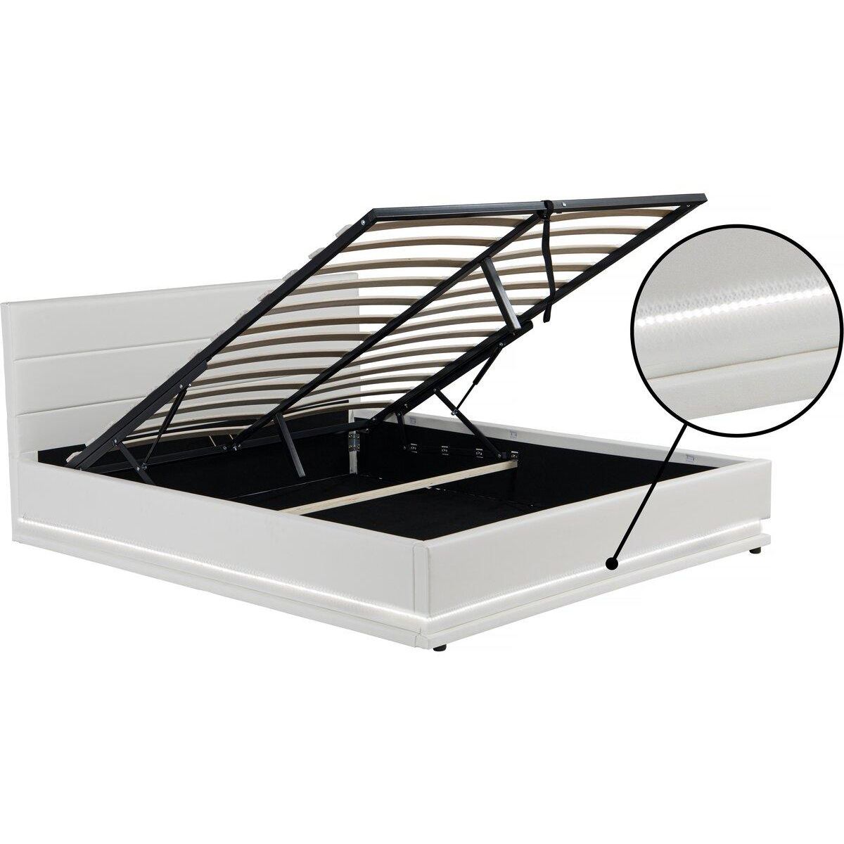 Habitat et Jardin Lit LED avec coffre  Anastasia  - 140 x 190 cm - Blanc