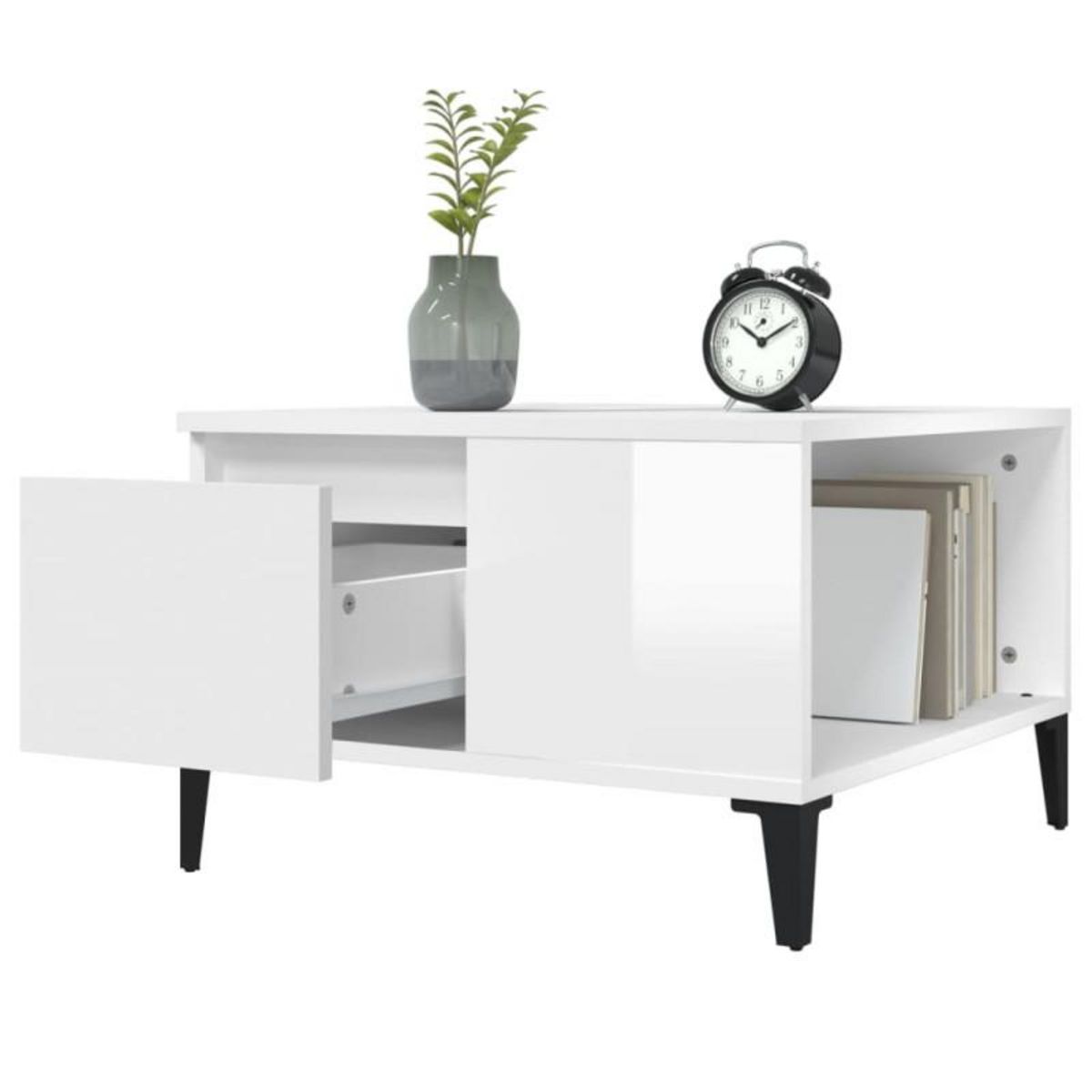 VIDAXL Table basse blanc brillant 55x55x36,5 cm bois d ingénierie
