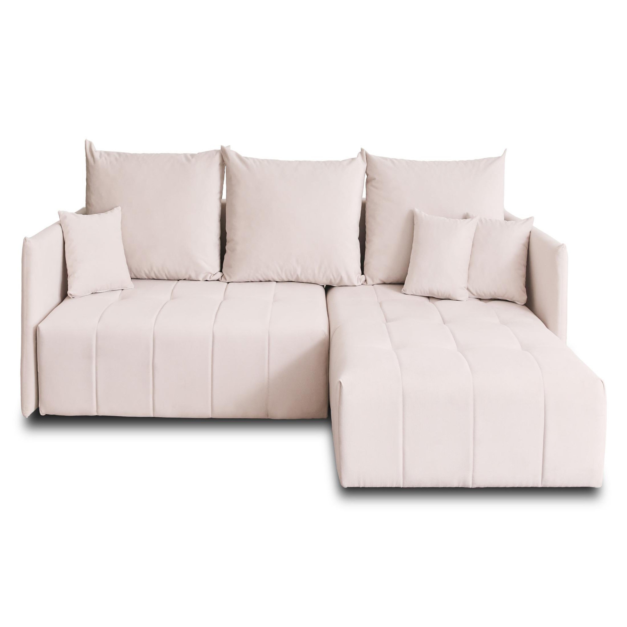 Voir la diapositive 1 : BEST MOBILIER Petra - canapé d'angle réversible - convertible avec coffre - 4 places - en velours
