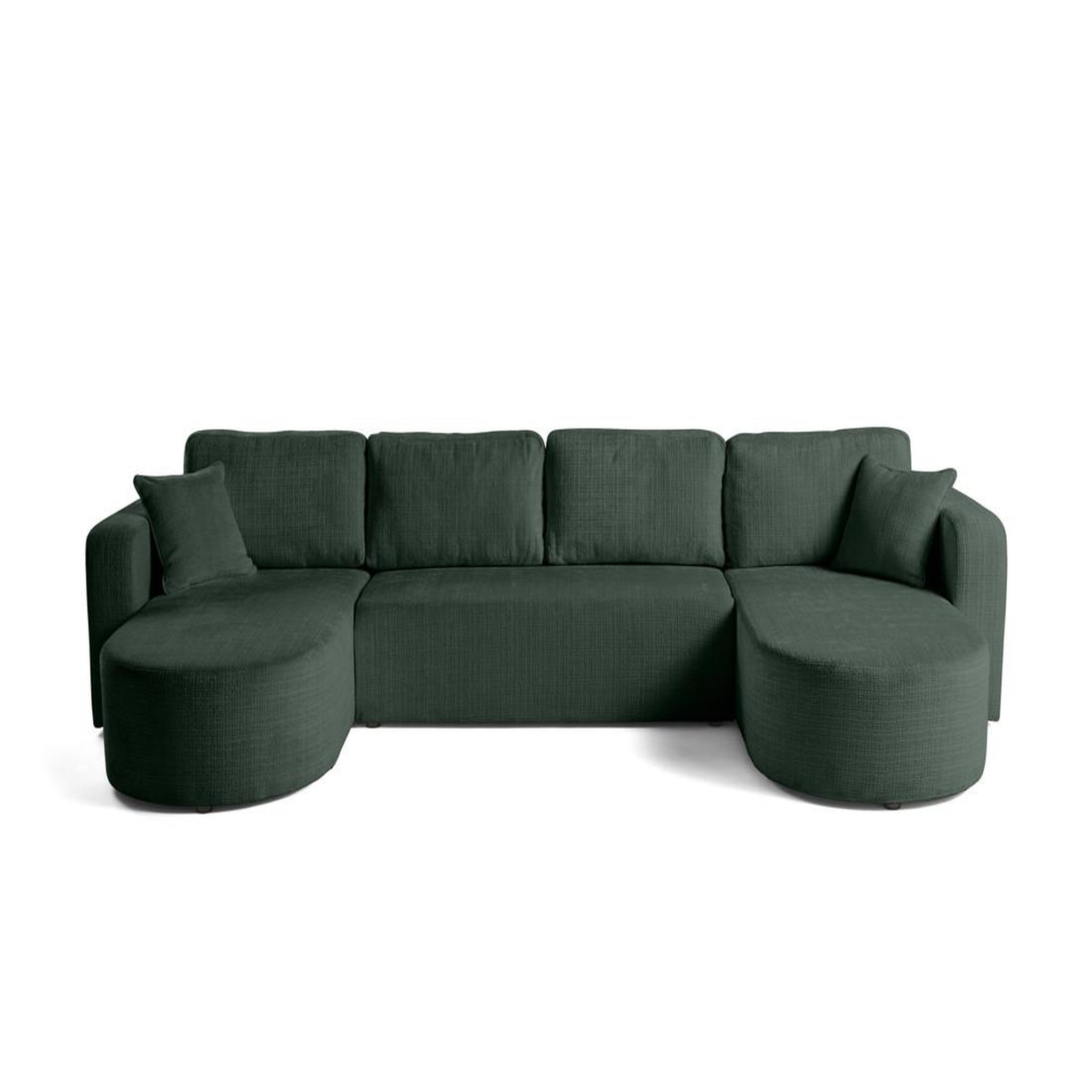 Voir la diapositive 1 : BEST MOBILIER Miro - canapé panoramique en u 7 places - convertible avec coffre - en velours texturé