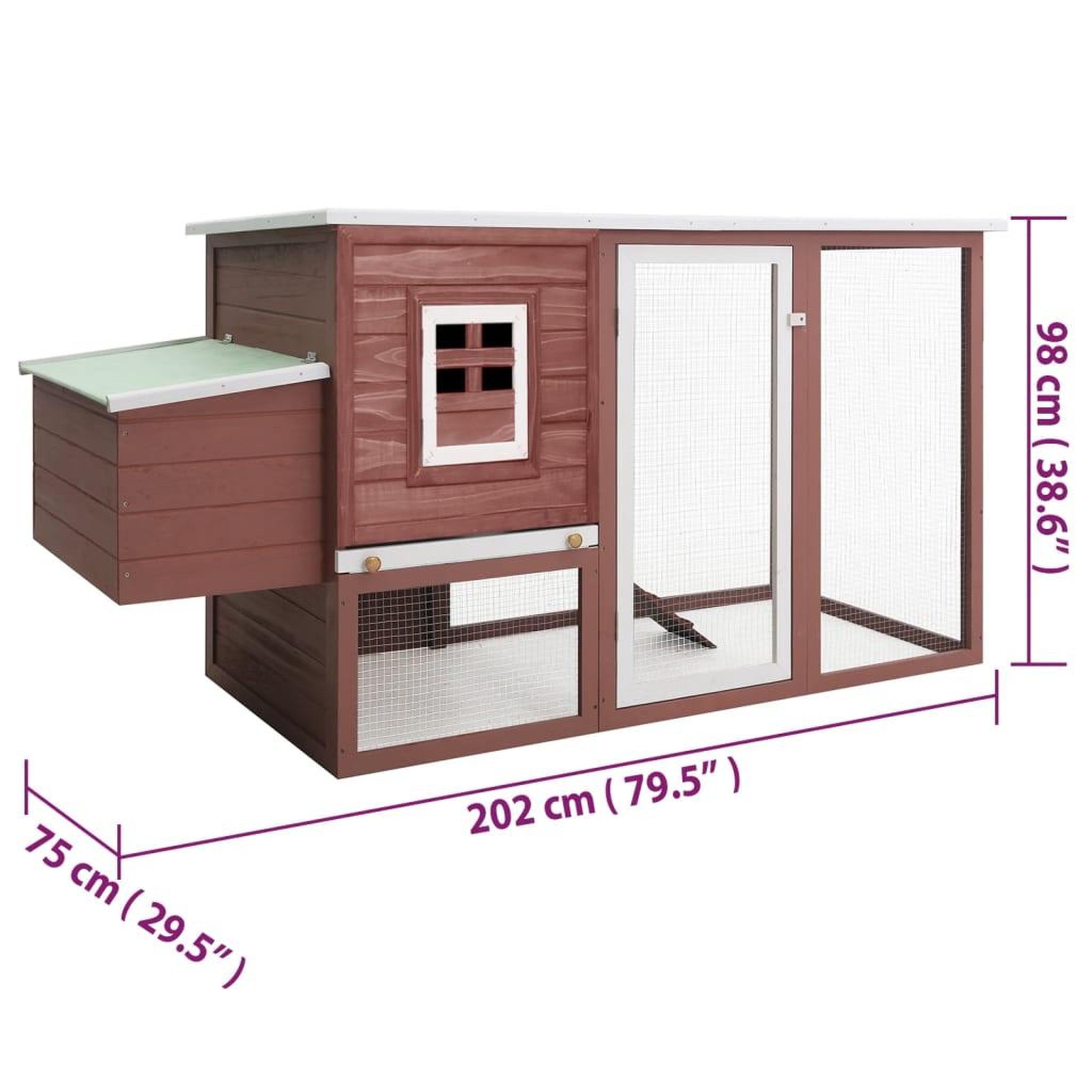 Voir la diapositive 6 : VIDAXL Poulailler d'exterieur avec 1 nichoir Marron Bois