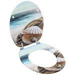 VIDAXL Siege de toilette avec couvercle MDF Design de coquille