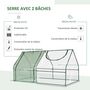 Voir la diapositive 4 : OUTSUNNY Mini serre de jardin serre à tomates double bâche 180L x 90l x 90H cm acier PE PVC 2 fenêtres avec zip enroulables vert