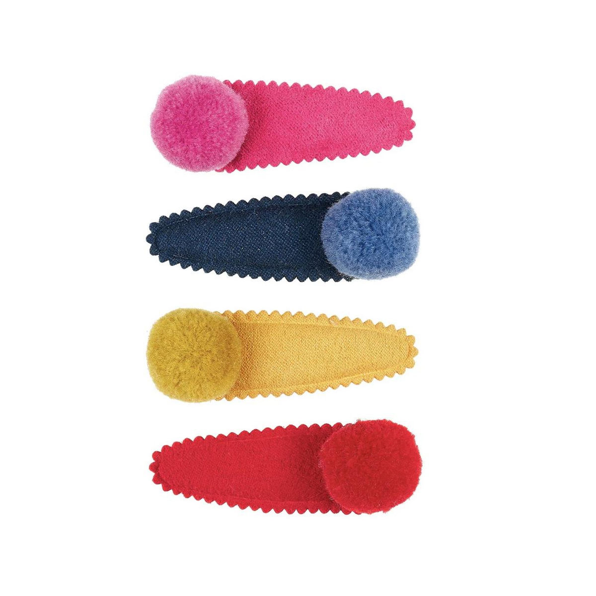 SOUZA 4 barrettes plien tissu et pompons