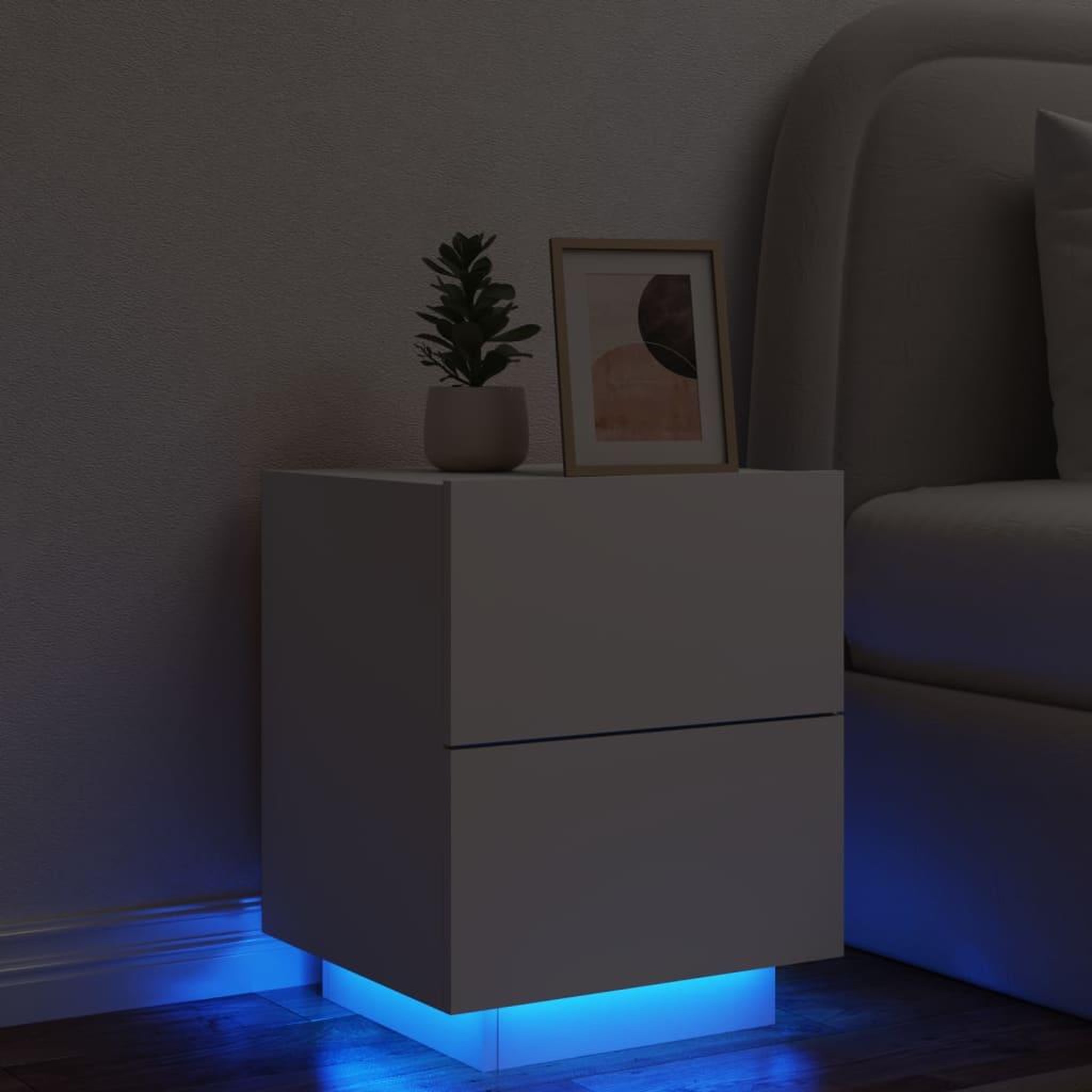 VIDAXL Armoire de chevet avec lumieres LED blanc bois d'ingenierie