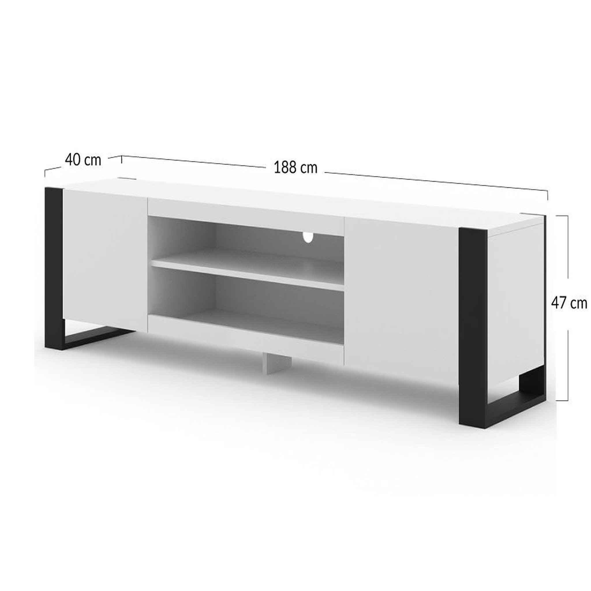 Voir la diapositive 4 : BEST MOBILIER Pedro - meuble tv - 2 portes et 2 niches - 188 cm
