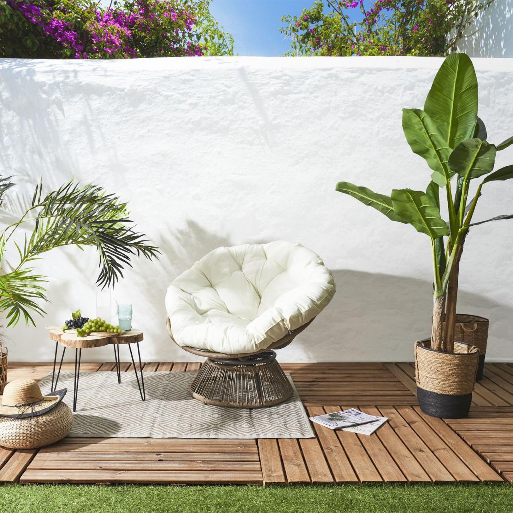 Voir la diapositive 6 : The Home Deco Factory Fauteuil papasan  cancun  96cm naturel