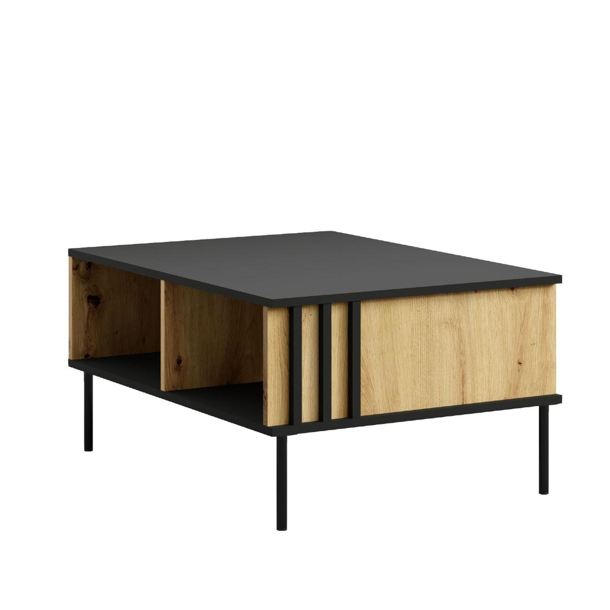 JLC KREATION Table basse moderne noir et bois irina