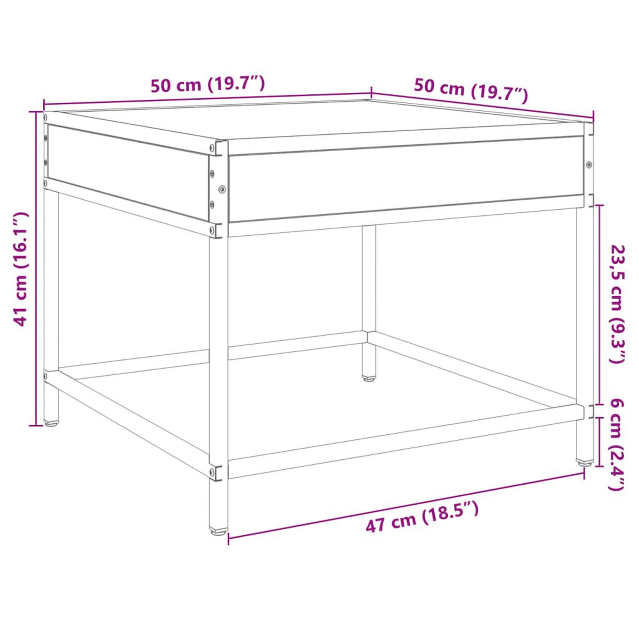 Voir la diapositive 6 : VIDAXL Table basse avec LED Infinity chene marron 50x50x41 cm