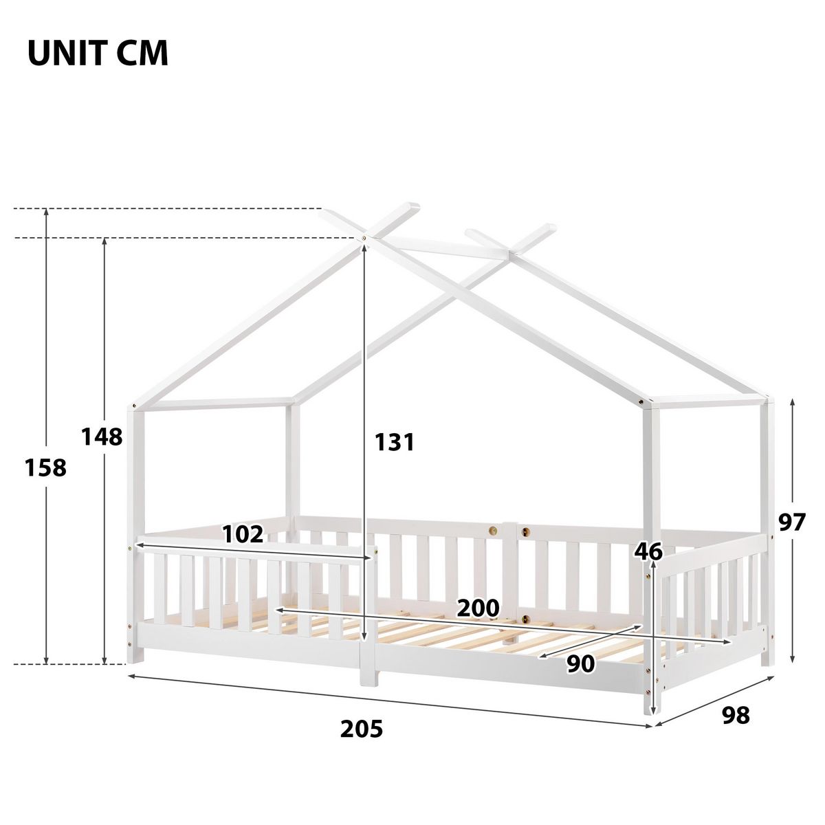 MERAX Lit cabane enfant 90x200cm