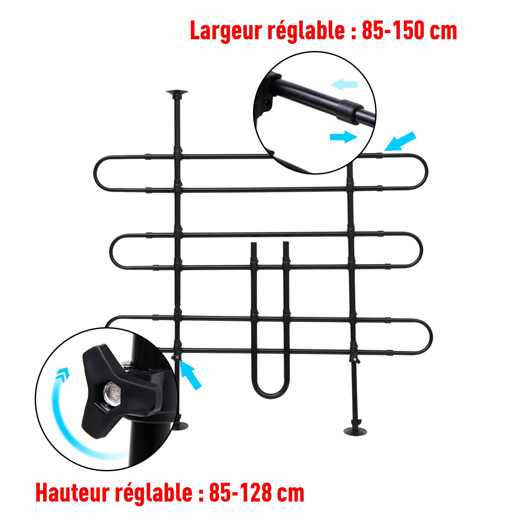 Voir la diapositive 5 : PAWHUT Grille de séparation extensible voiture barrière de sécurité barre réglable pour chien noir