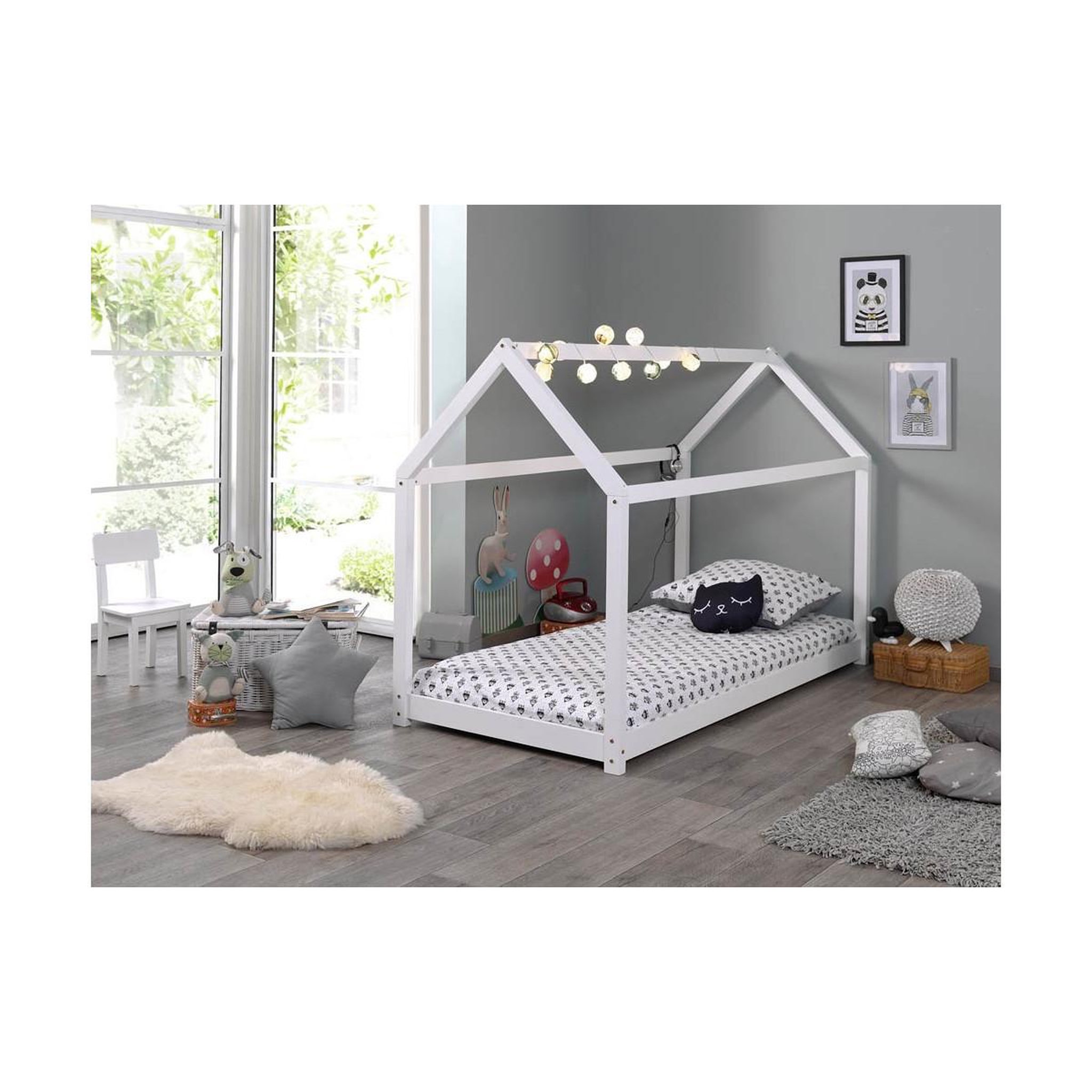 Voir la diapositive 4 : Paris Prix Lit enfant design  cabane  90x200cm blanc
