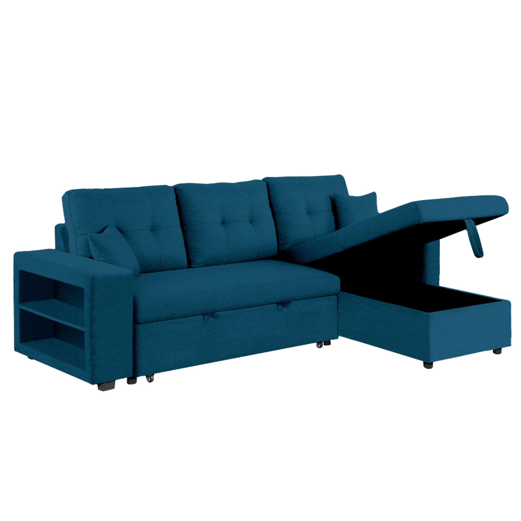 CONCEPT USINE Canapé d'angle convertible bleu 4 places glasgow