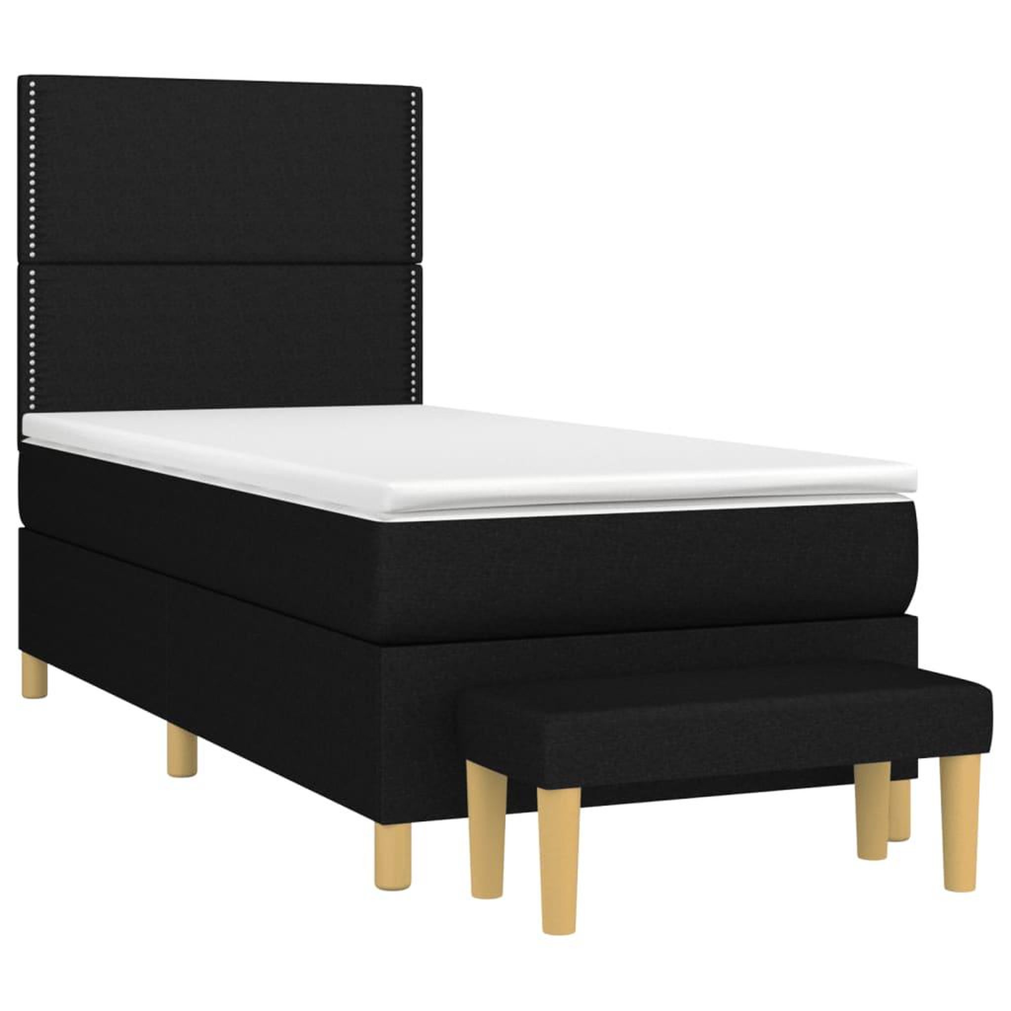 Voir la diapositive 3 : VIDAXL Sommier a lattes de lit et matelas Noir 80x200 cm Tissu