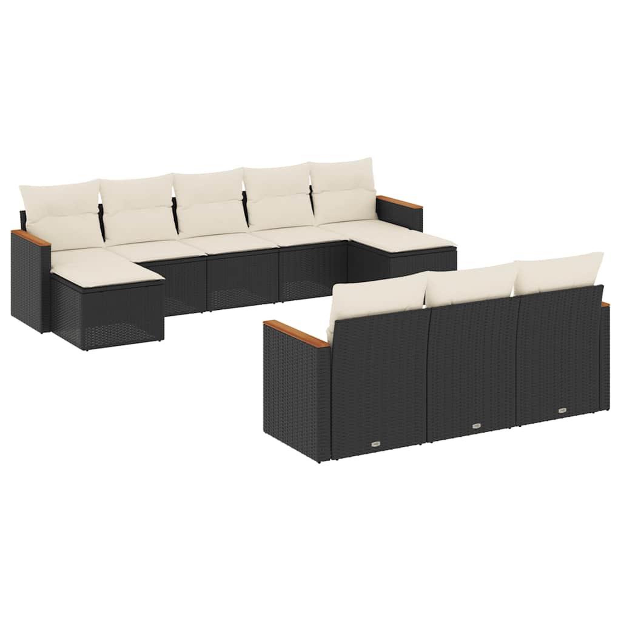 Voir la diapositive 2 : VIDAXL Salon de jardin 10 pcs avec coussins noir resine tressee