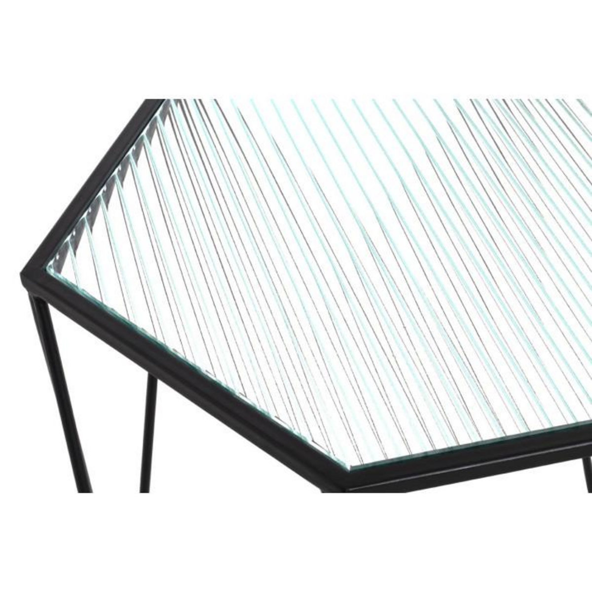 Paris Prix Table d'Appoint Design  Ondulé  46cm Noir