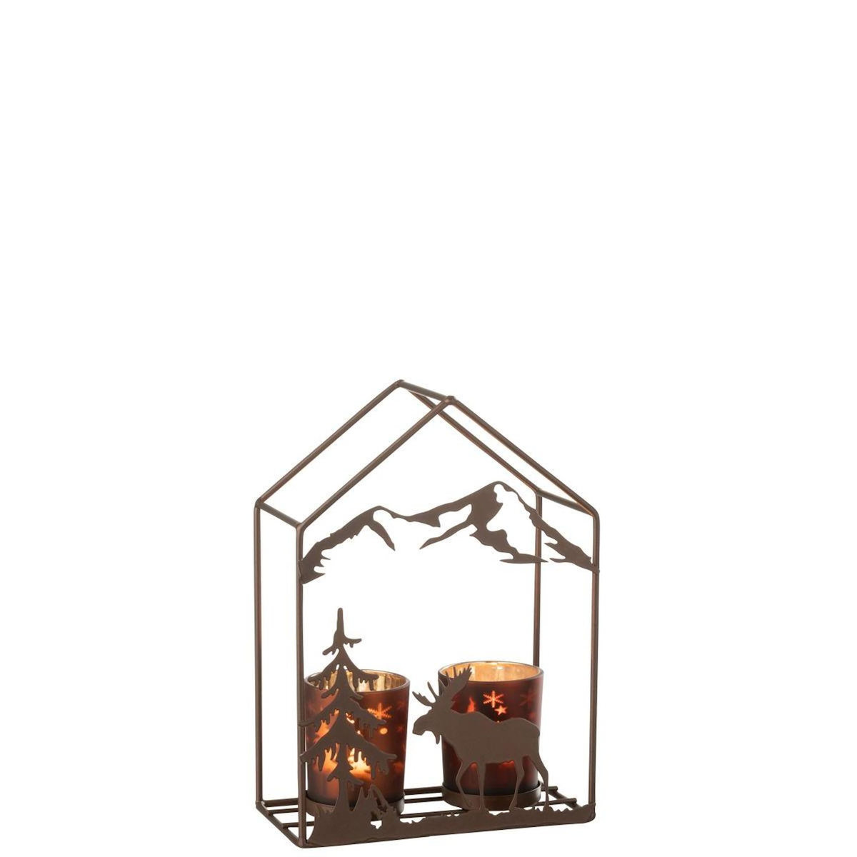 Paris Prix Photophore Maison en Métal  Chalet  22cm Marron