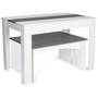 Voir la diapositive 5 : ID MARKET Ensemble table à manger et 2 bancs ROZY 4 personnes blanc et gris 110 cm
