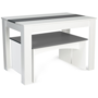 Voir la diapositive 5 : ID MARKET Ensemble table à manger et 2 bancs ROZY 4 personnes blanc et gris 110 cm