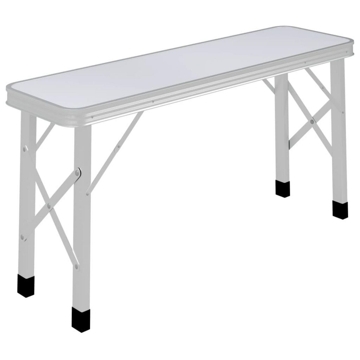 VIDAXL Table de camping pliable avec 2 bancs Aluminium Blanc