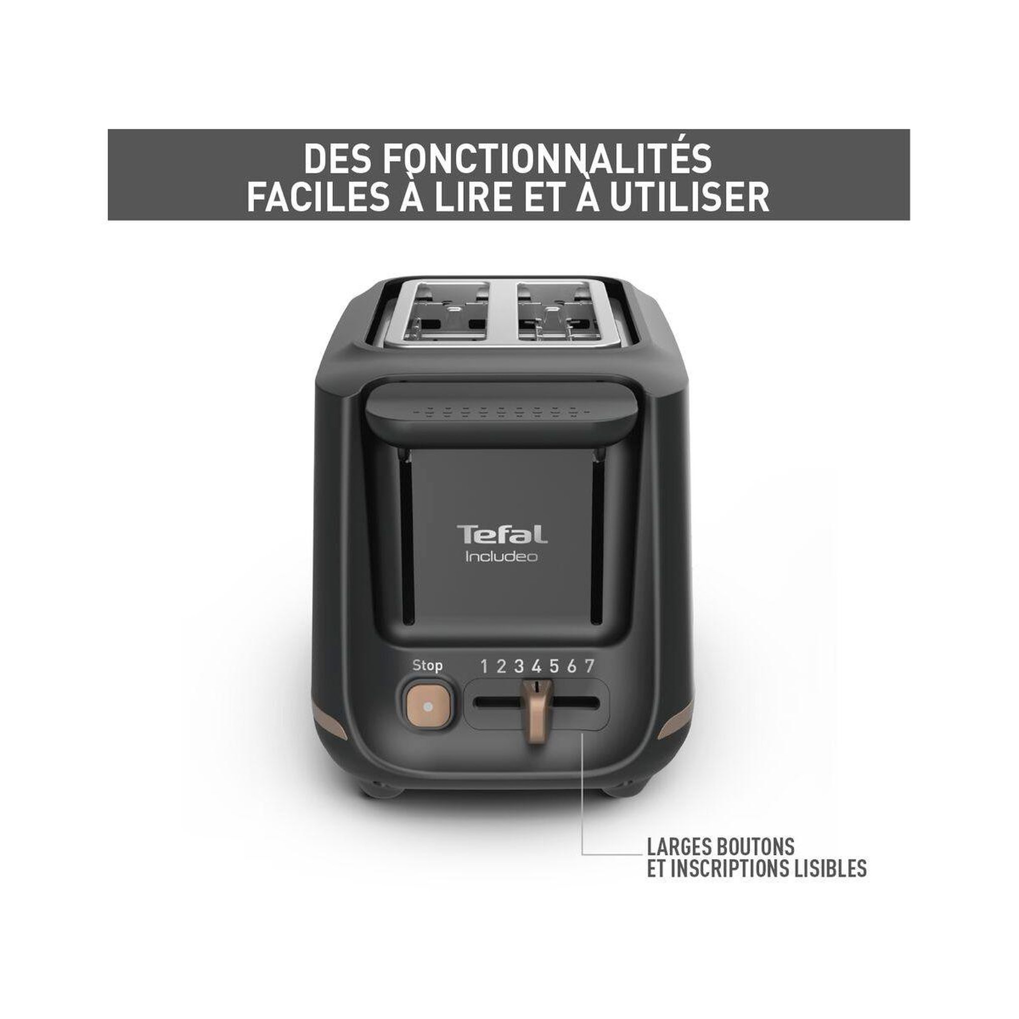 Voir la diapositive 3 : TEFAL Grille-pain TT533811 INCLUDEO