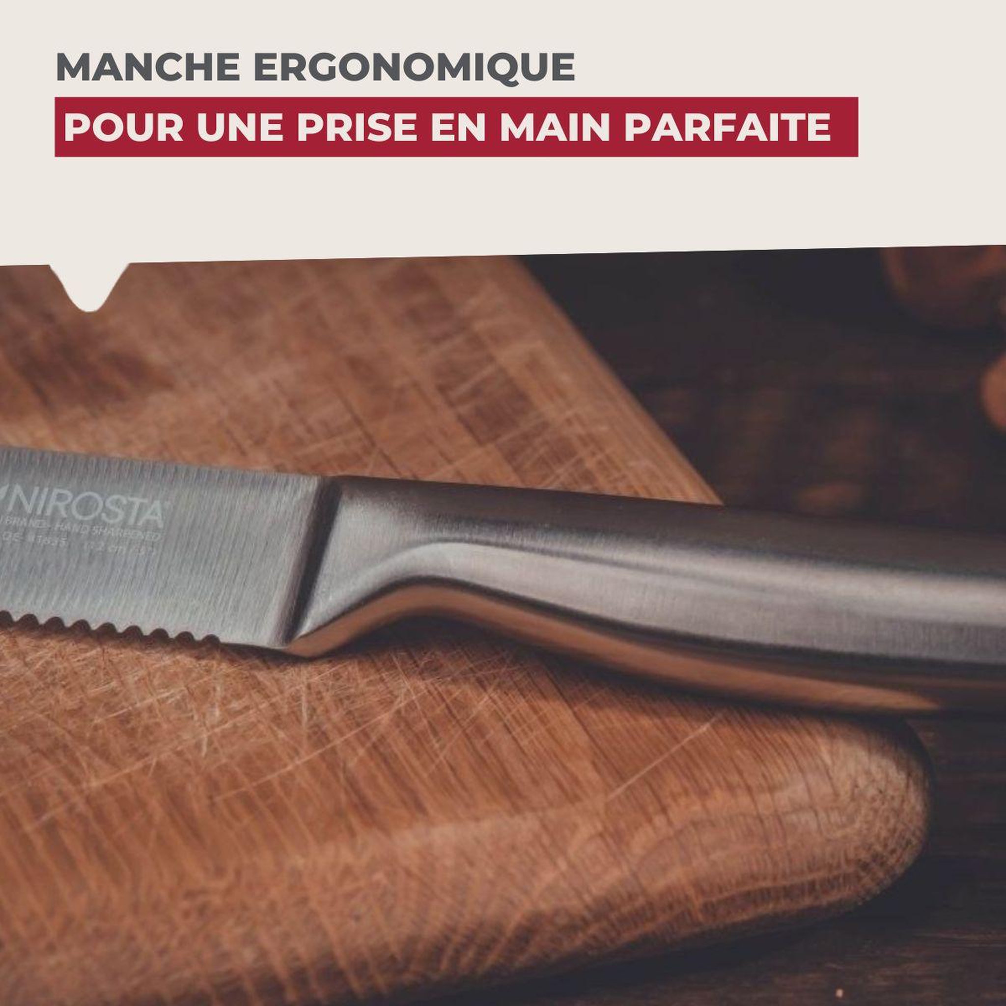 Voir la diapositive 5 : NIROSTA Ensemble de 4 Couteaux de cuisine professionnel 24 cm lame crantée Nirosta Star