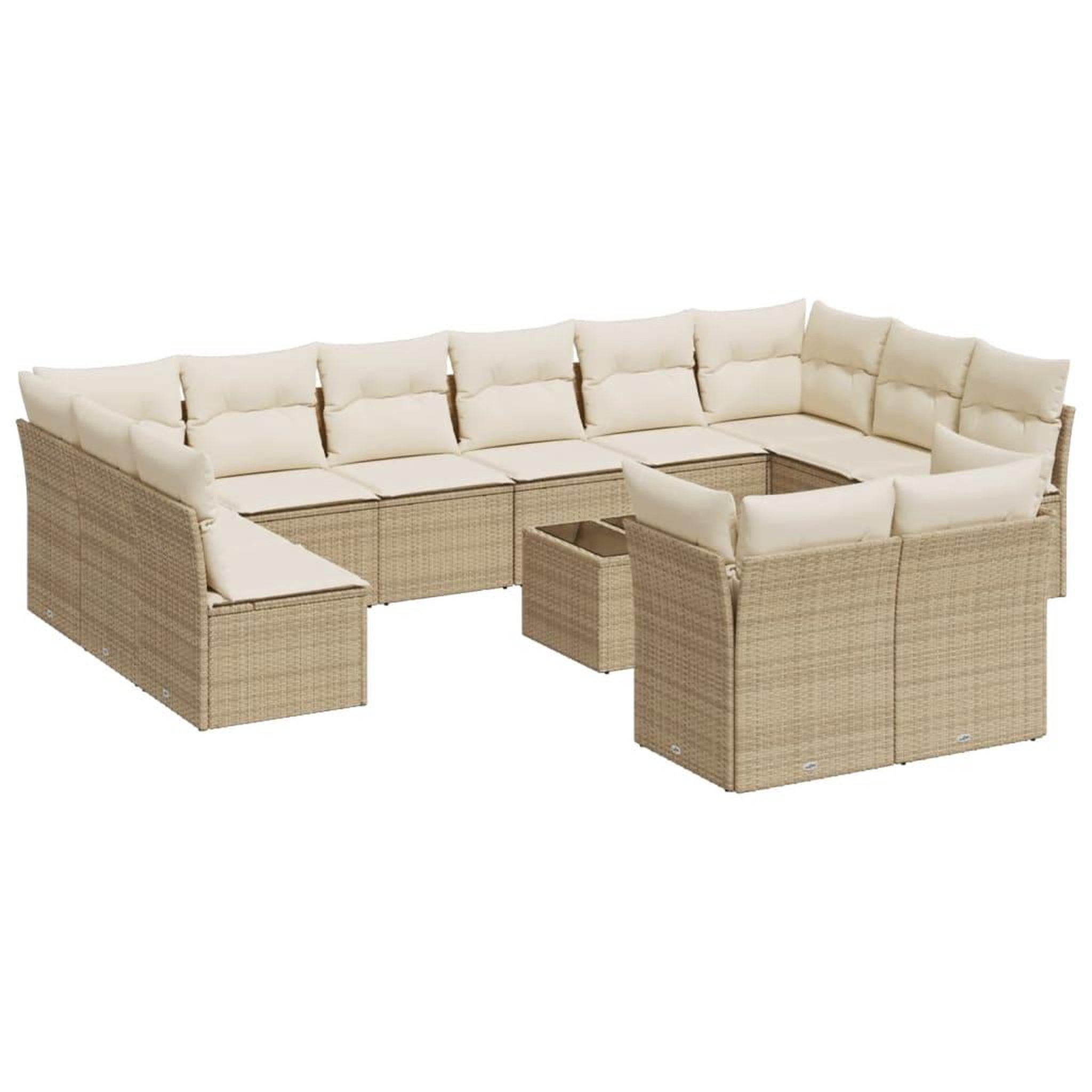 Voir la diapositive 2 : VIDAXL Salon de jardin avec coussins 13 pcs beige resine tressee