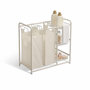 Voir la diapositive 2 : FIVE Panier à linge 2 bacs   Linea  78cm Beige