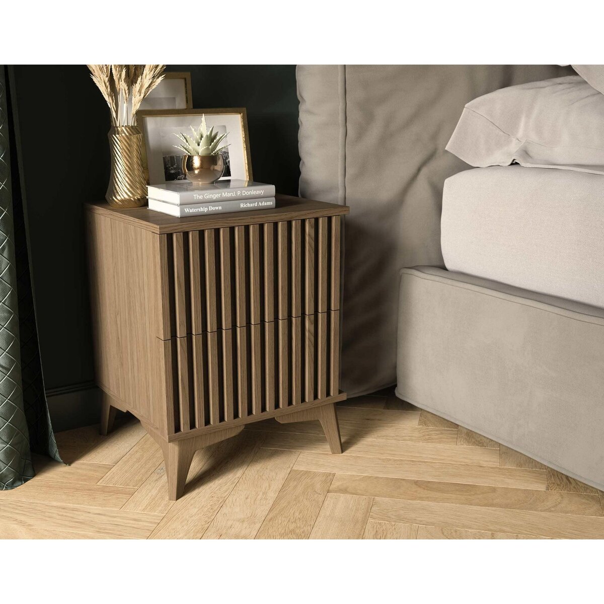 BEST MOBILIER Portmore - table de chevet - effet bois - 40 cm