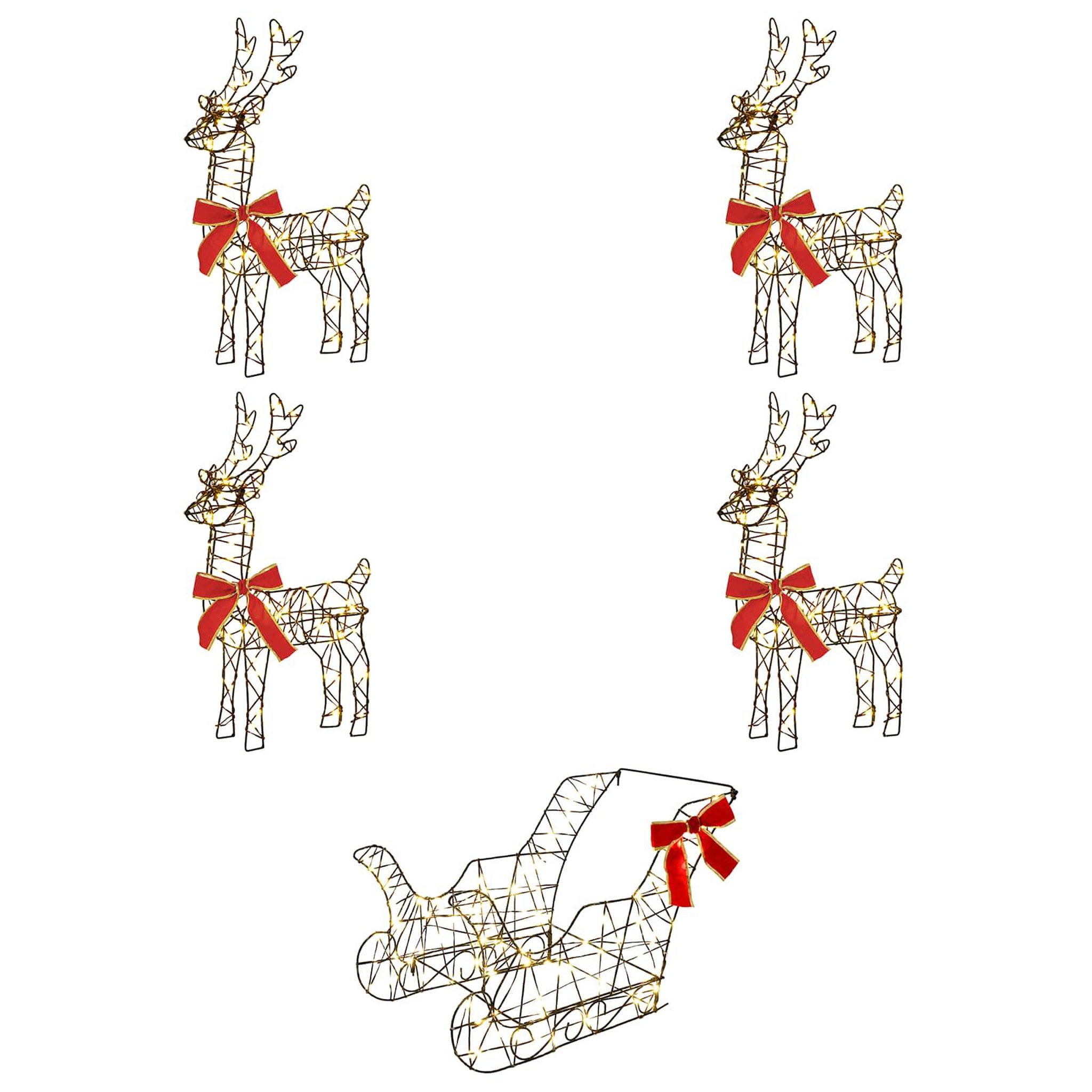 VIDAXL Renne de Noël avec traîneau 5 pc 580 LED Blanc chaud