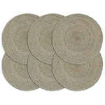 VIDAXL Napperons 6 pcs Gris Plain 38 cm Rond Jute