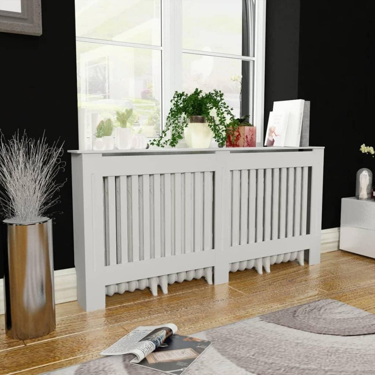 VIDAXL Cache-radiateur Blanc MDF 172 cm