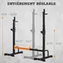 HOMCOM Gravity squat rack - support pour haltères longs - hauteur et longueur réglable - charge max. 150 Kg - acier renforcé orange noir