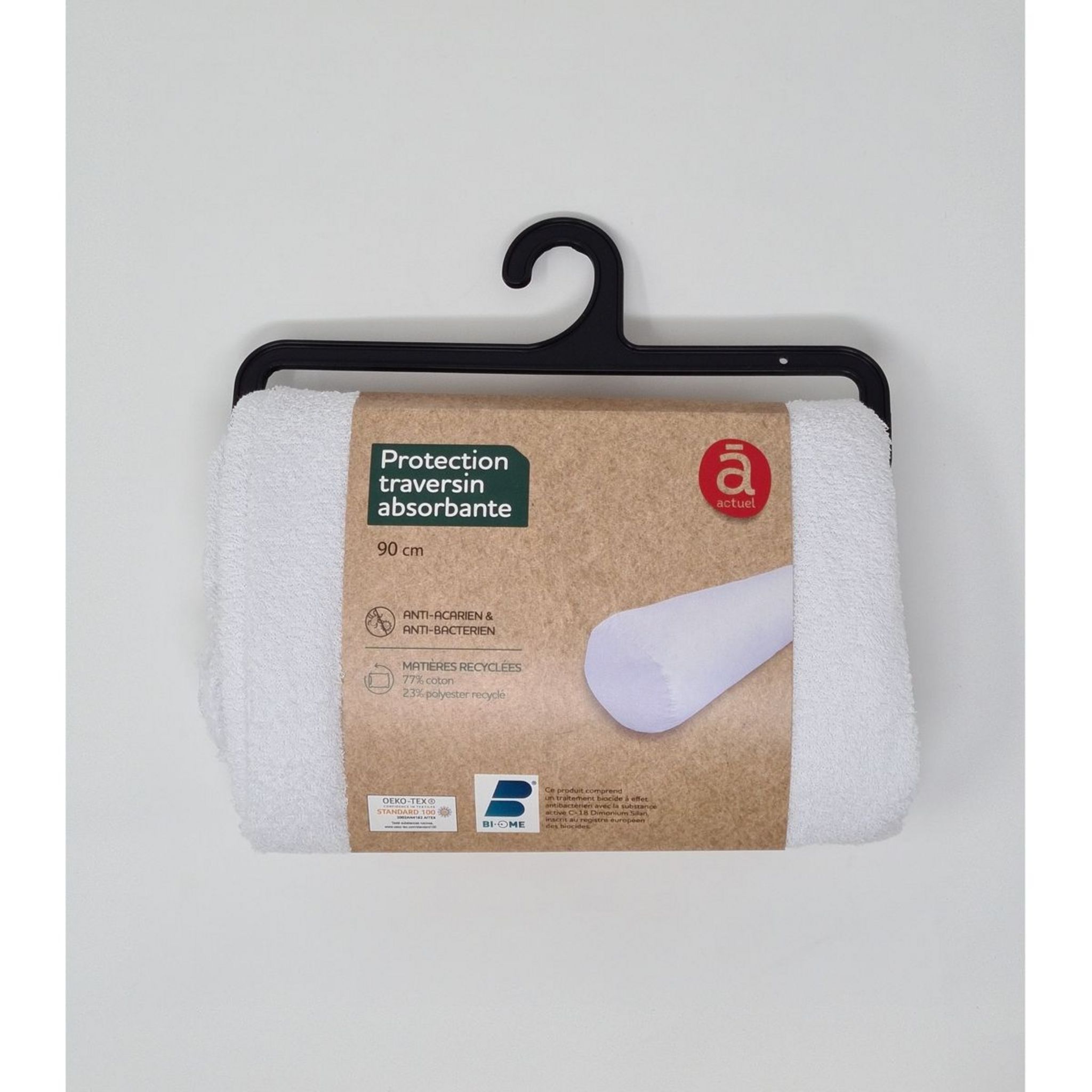 Traversin Anti-Acariens Dapitex 90cm - Blanc, Housse Lavable (Made In France)
