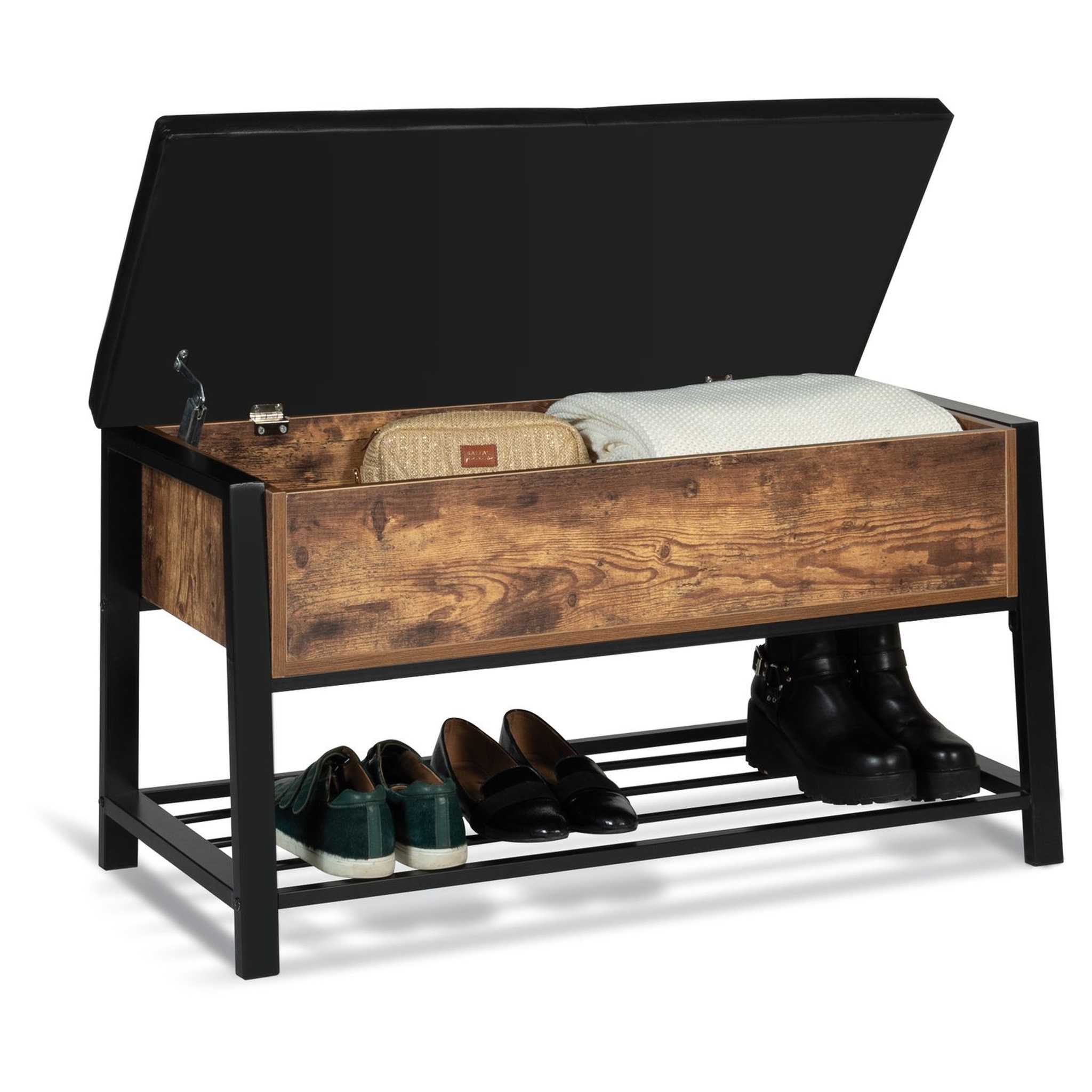 Voir la diapositive 2 : Banc coffre d'entrée range chaussures NINO