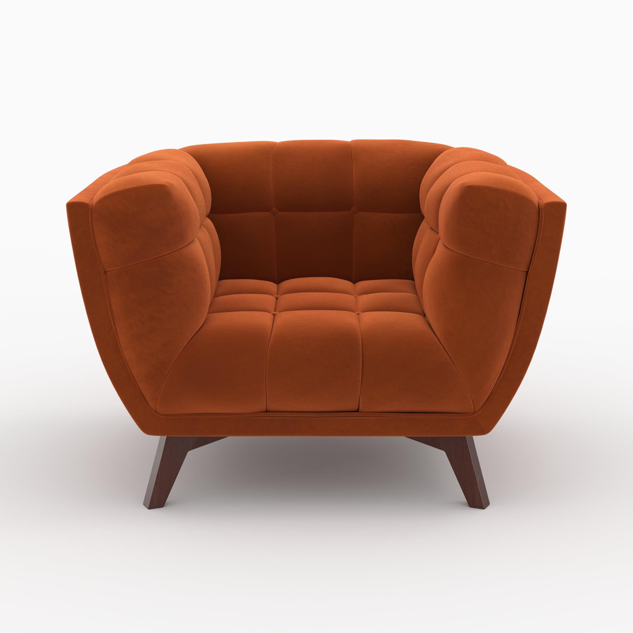 Voir la diapositive 6 : MAISON PAVANE Ensemble canapé et fauteuil en velours orange 4 places-mona