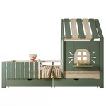 MERAX Lit avec rangement 90x200cm pin coloris vert