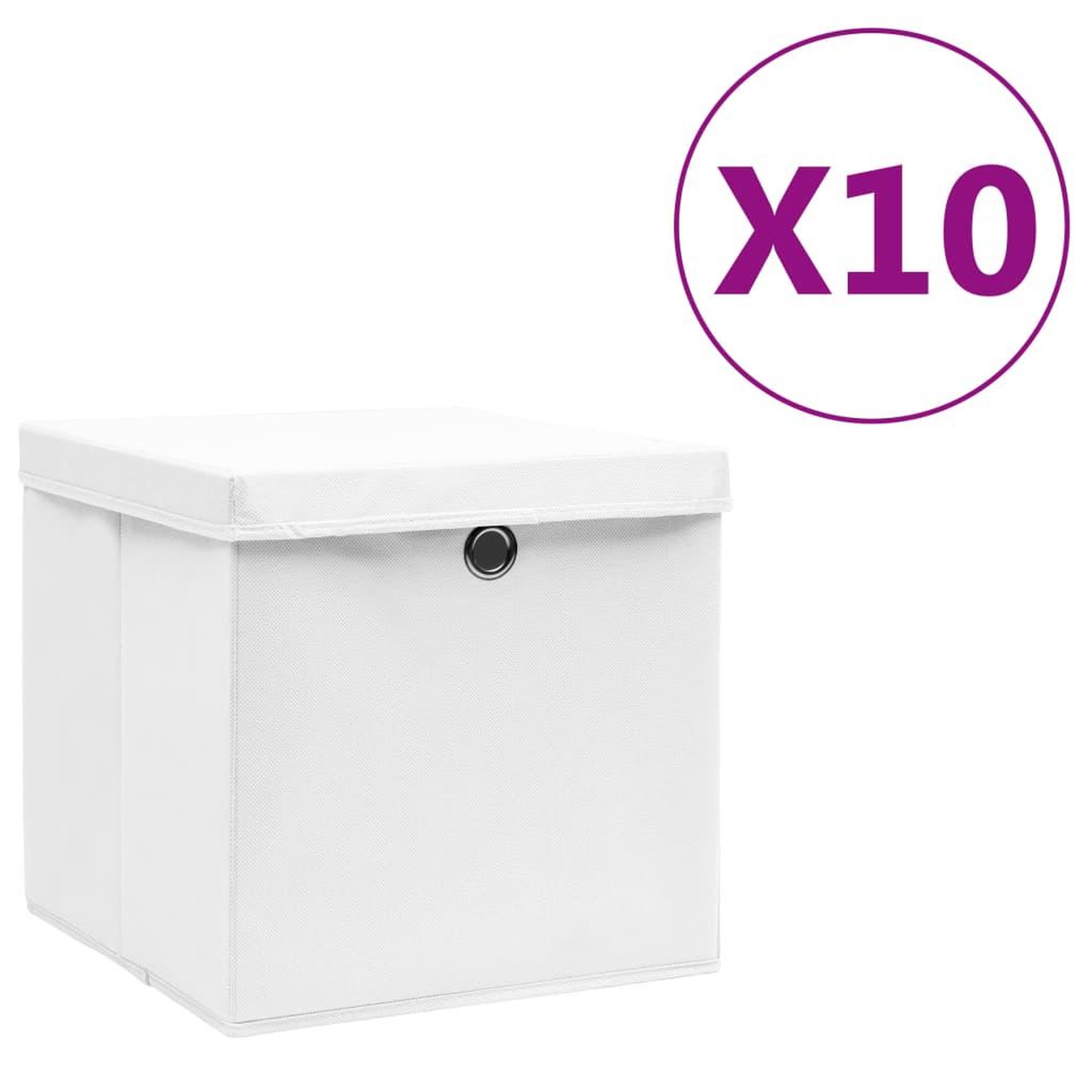 Voir la diapositive 1 : VIDAXL Boîtes de rangement avec couvercles 10 pcs 28x28x28 cm Blanc