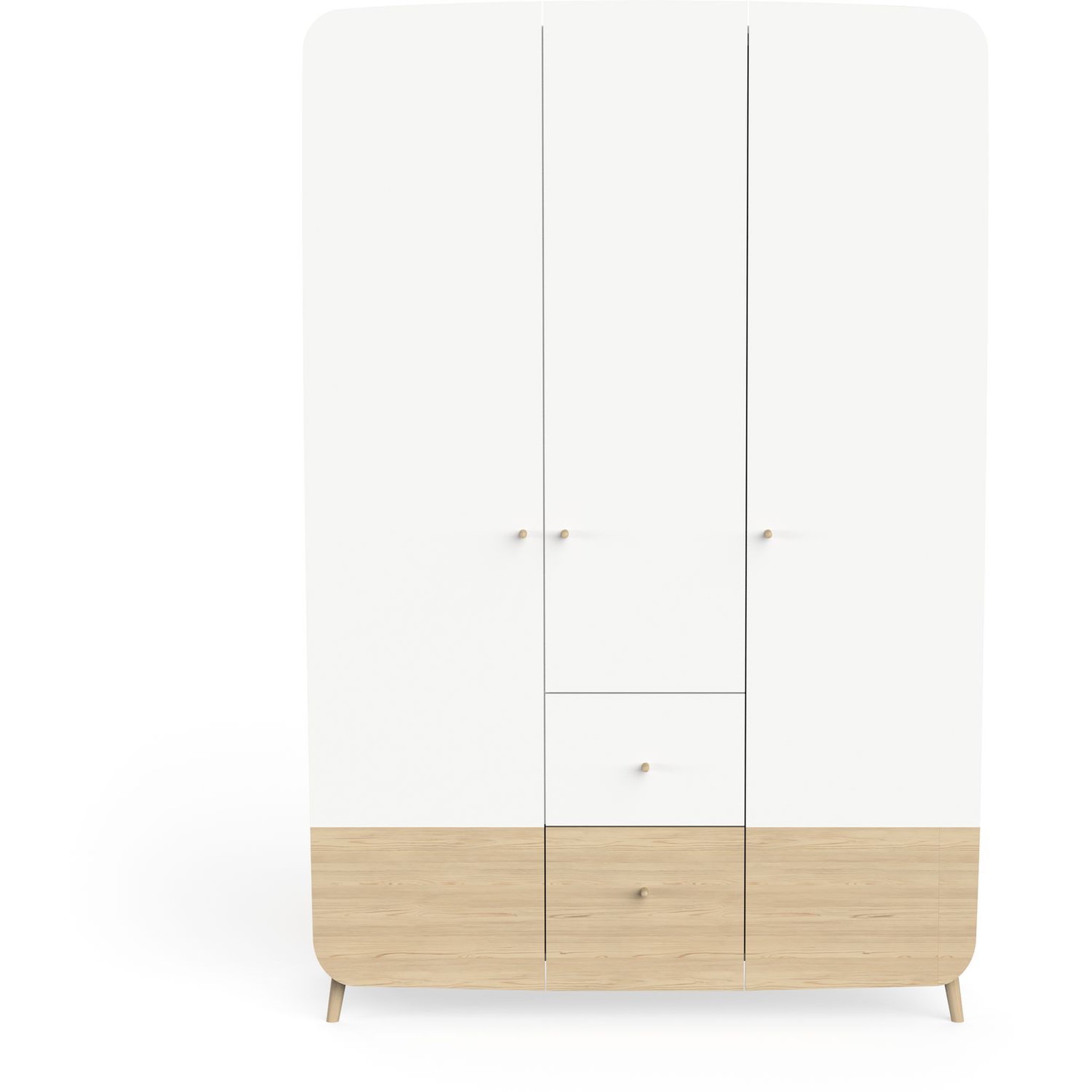 Voir la diapositive 1 : Armoire bébé enfant 3 portes 4 tiroirs blanc LINIA 