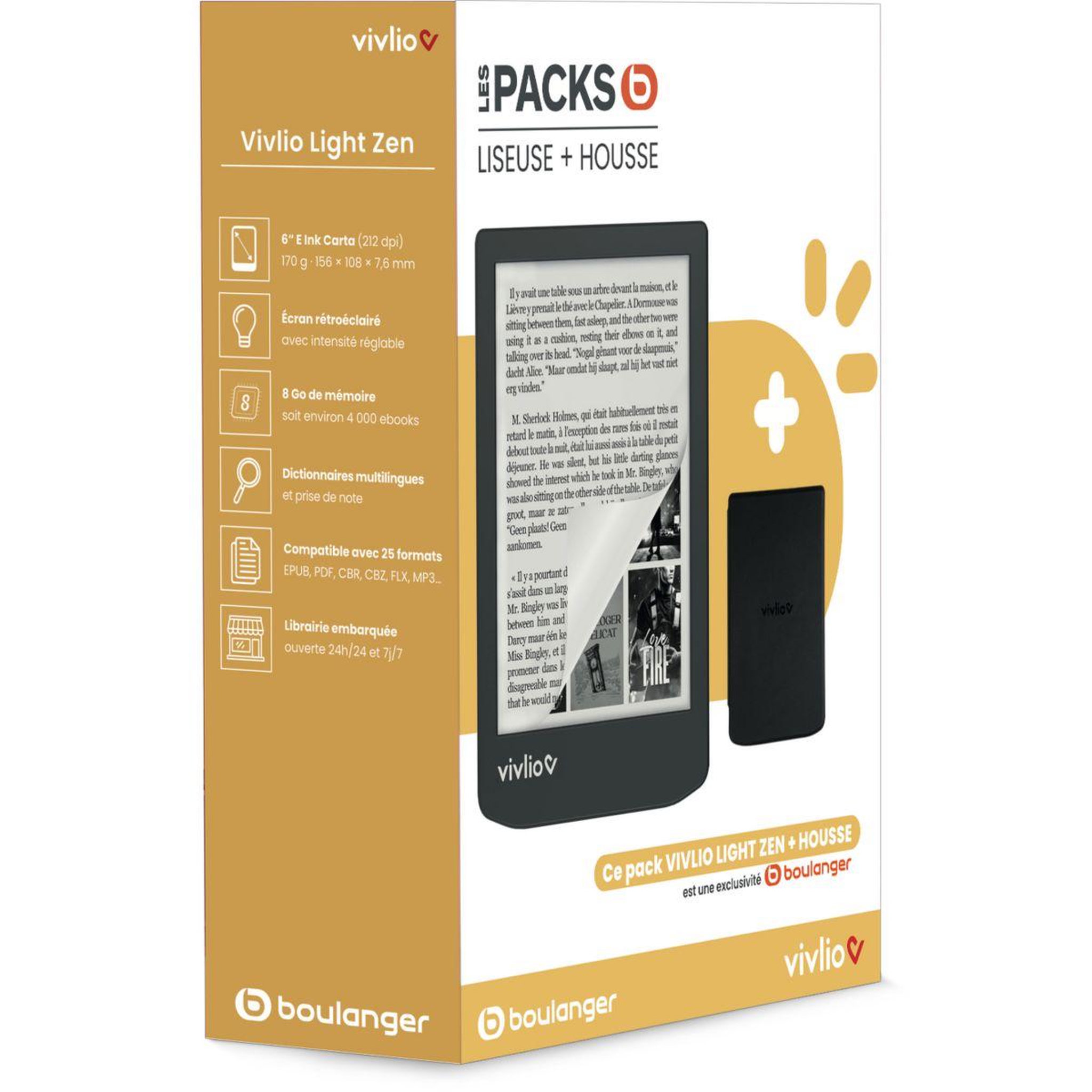 VIVLIO Liseuse ebook coffret 2en1 light zen+housse