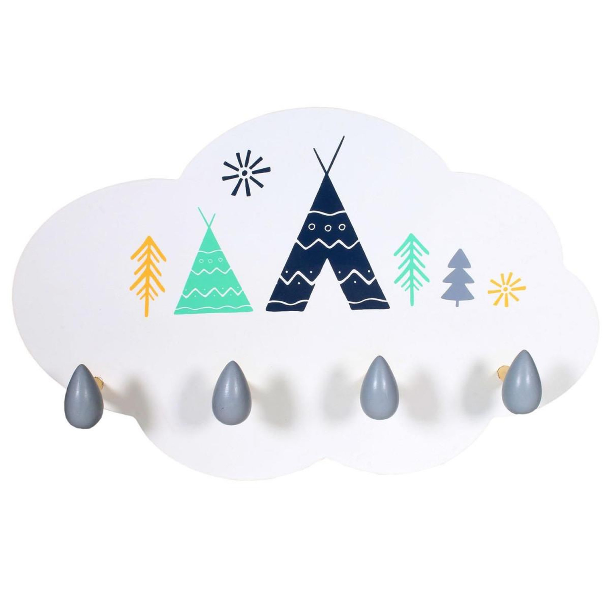 The Home Deco Factory Patère murale enfant déco  nuage  34cm blanc