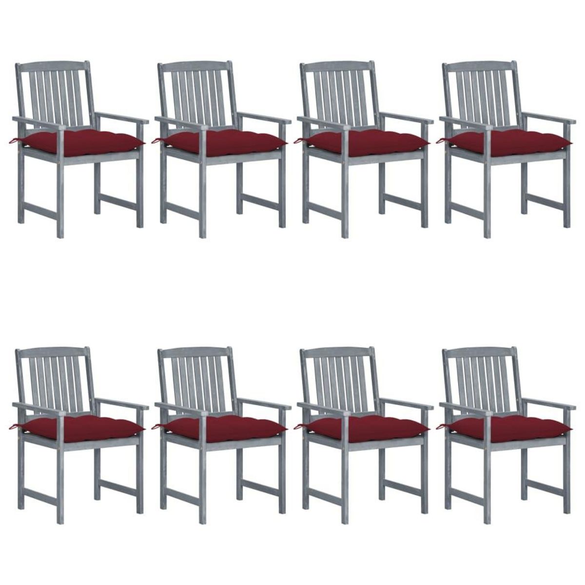 VIDAXL Chaises de jardin et coussins lot de 8 Bois acacia solide Gris