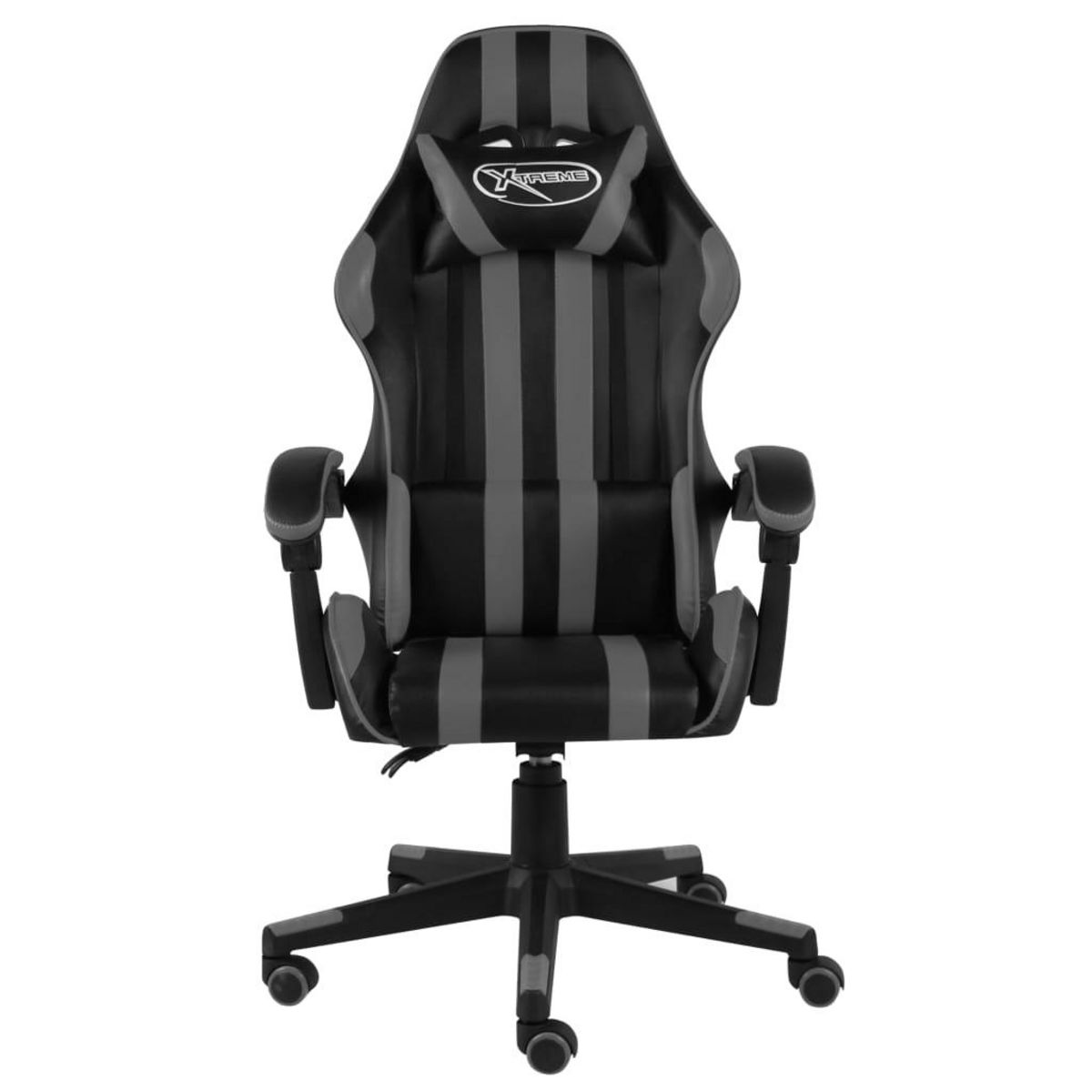 VIDAXL Fauteuil de jeux video Noir et gris Similicuir