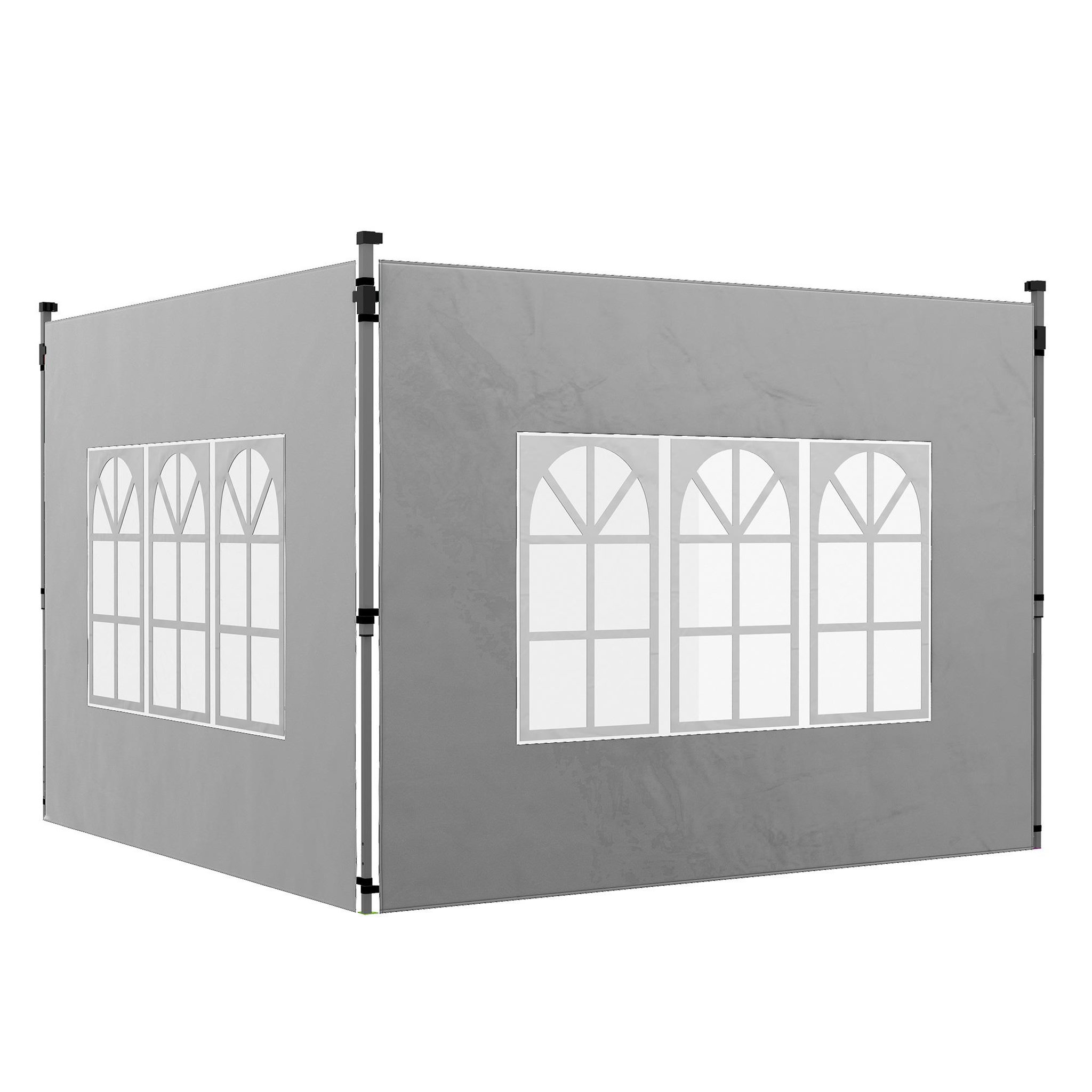 OUTSUNNY Lot de 2 parois latérales pour tonnelle 3 x 3 m ou 3 x 4 m - bâches de barnum 295 x 195 cm gris clair
