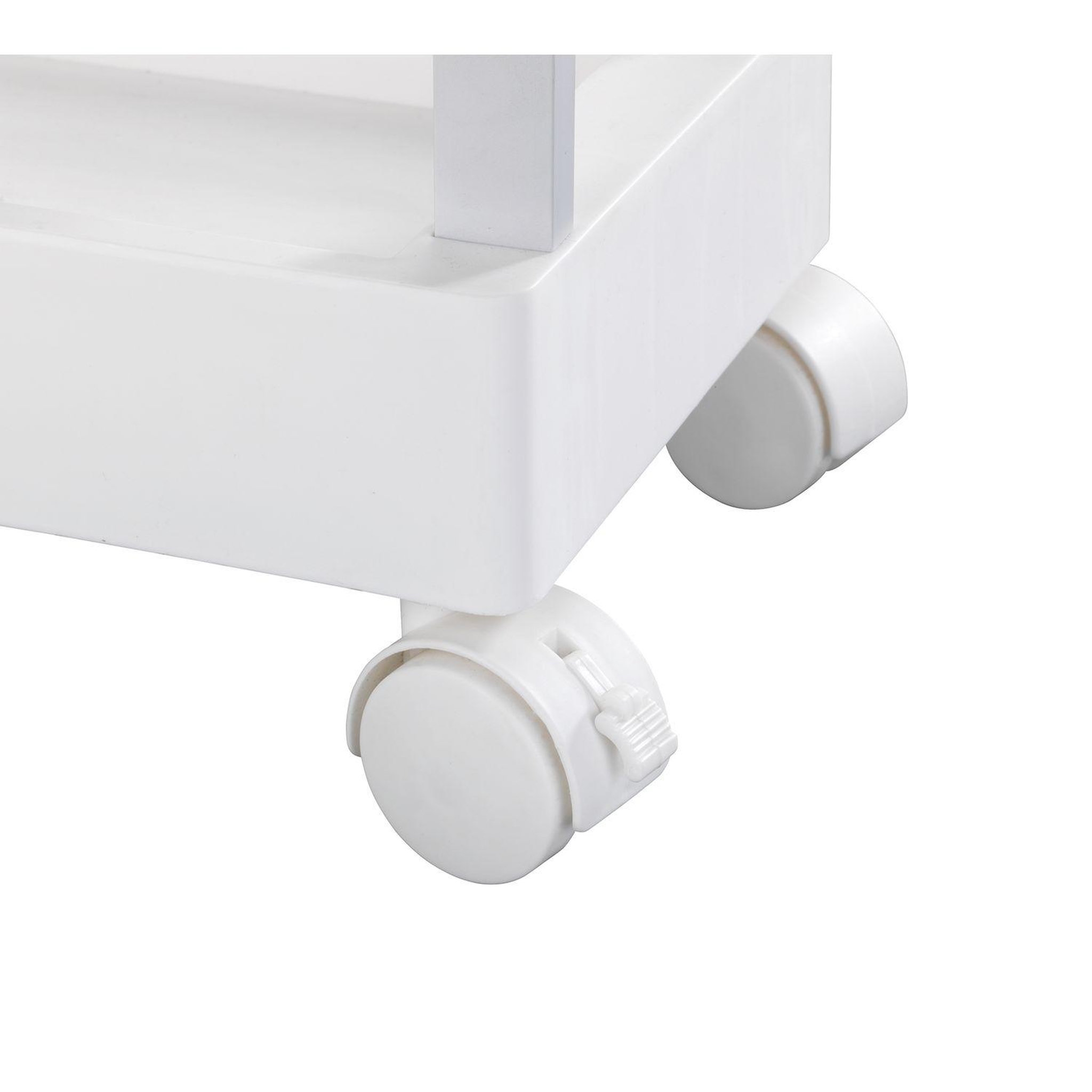 Voir la diapositive 4 : Wenko Desserte 4 roulettes avec 3 étages de rangement en polypropylène - Blanc