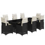 Voir la diapositive 2 : VIDAXL Ensemble de bistro de jardin 9 pcs coussins noir poly rotin