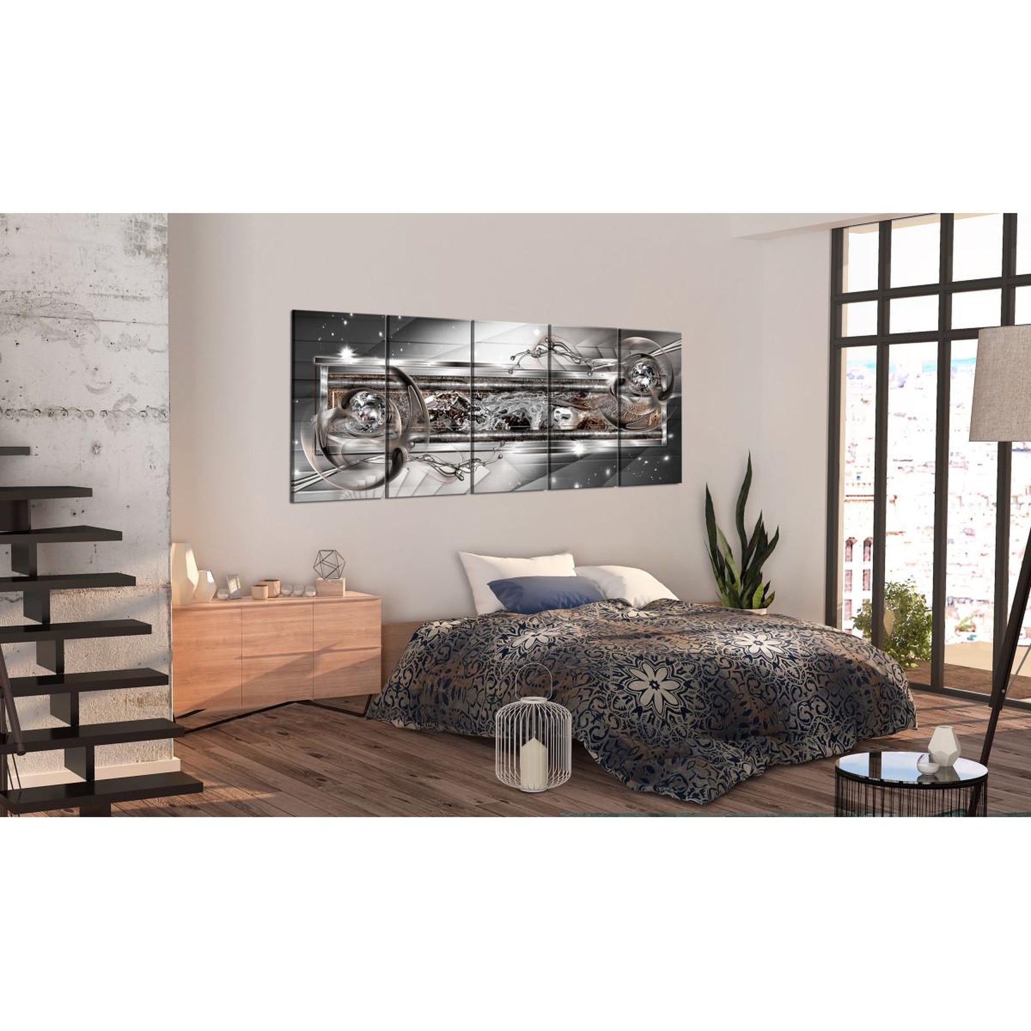 Voir la diapositive 2 : Paris Prix Tableau imprimé  silver shine  90x225cm