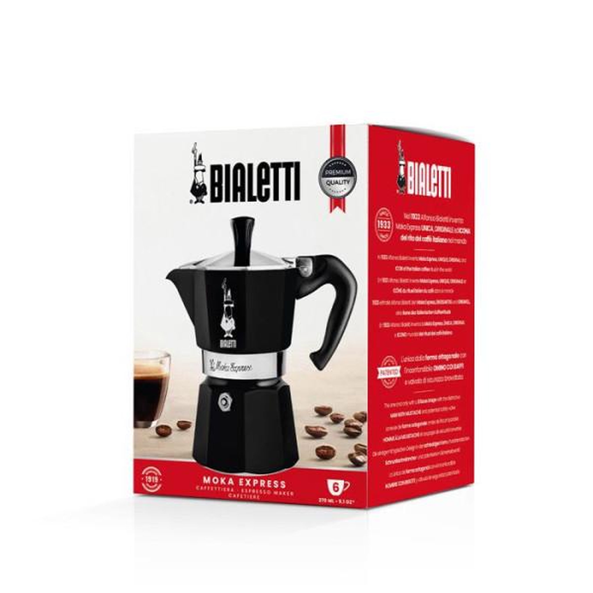 Voir la diapositive 4 : BIALETTI Cafetiere italienne - BIALETTI - Moka Express - Tous feux sauf induction - 6 tasses - 300 ml - Noir
