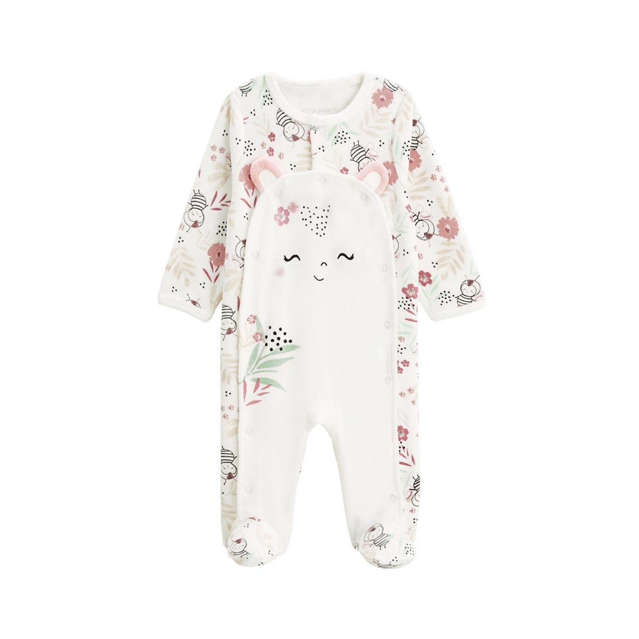 Pyjama Une-pièce En Velours Marron Petit Beguin, Taille 24 Mois, Motif Animal - Neuf Avec étiquettes