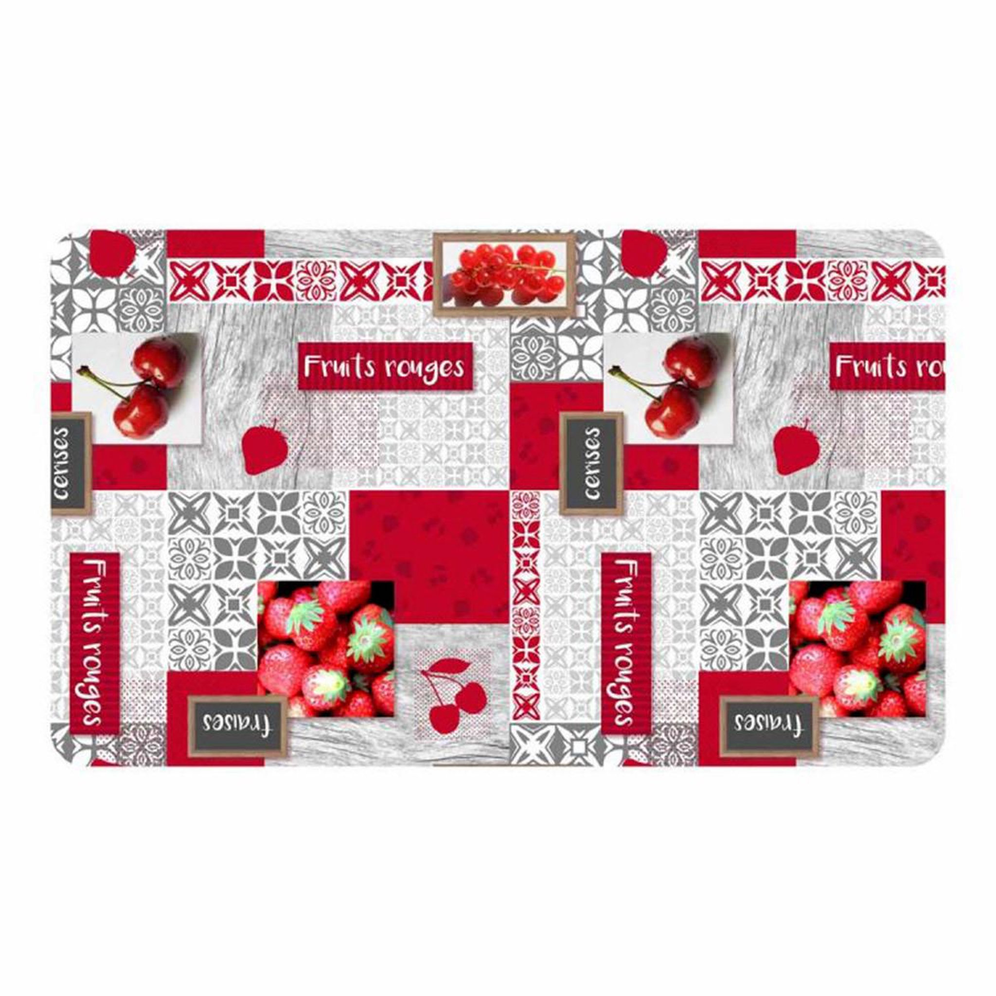 Douceur d'Intérieur Tapis déco imprimé  fraisia  45x75cm rouge